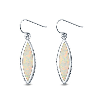 Drop Dangle Earrings Lab Created White Opal 925 Sterling Silver (21mm)